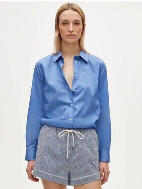 J.Crew Women's Jules classic-fit shirt in sateen Sz 10 $98 Blue